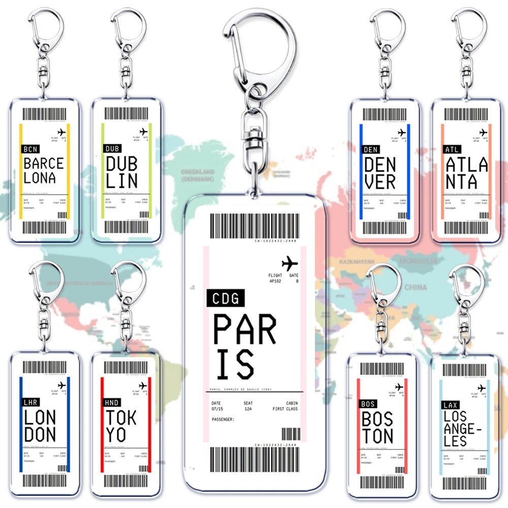 Travel Accessories India - Porte-clés carte d'embarquement billet d'avion Boston
